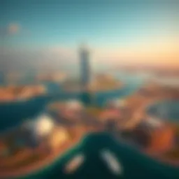 Aerial view of Burj Al Durra highlighting its unique architectural features