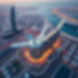 Aerial view of Dubai Wings showcasing its location