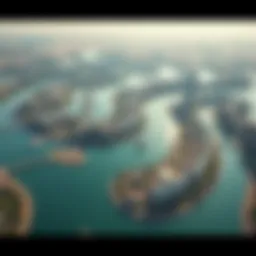 Aerial view of River Land showcasing its intricate waterways and residential developments