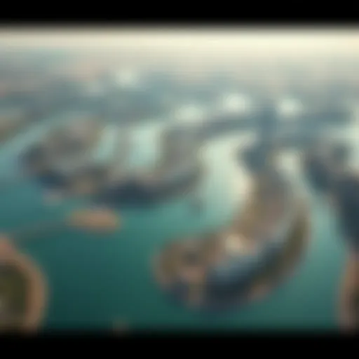 Aerial view of River Land showcasing its intricate waterways and residential developments
