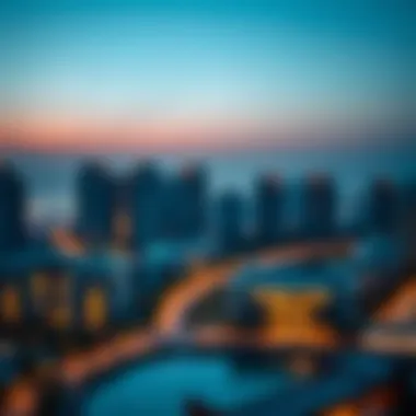 Stunning skyline view of Sobha Creek Vistas Grande at twilight