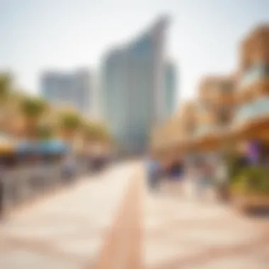 Vibrant beachfront promenade bustling with activities at JBR
