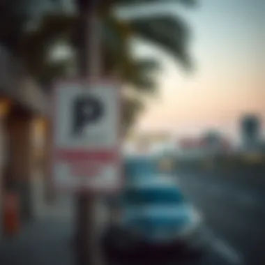 Signage of Parking Regulations in Dubai Signage indicating parking regulations in Dubai