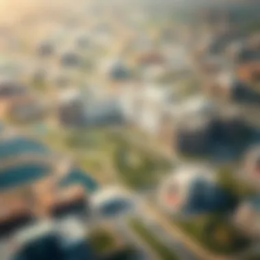 Strategic Urban Development near Ras Al Khor An aerial shot of the urban development surrounding Ras Al Khor emphasizing its strategic location.