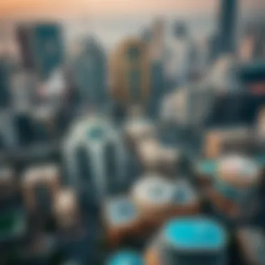 Aerial View of International City Aerial view of International City showcasing diverse architecture