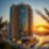 Stunning view of the Bin Kalaib Building at sunset