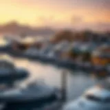 Panoramic view of West Side Marina showcasing luxurious waterfront properties