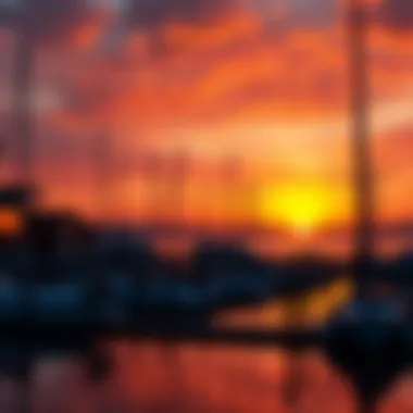 Scenic Sunset at West Side Marina Scenic sunset view over the marina reflecting on the water